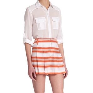 Alice + Olivia High Waist Striped Pleated Shorts